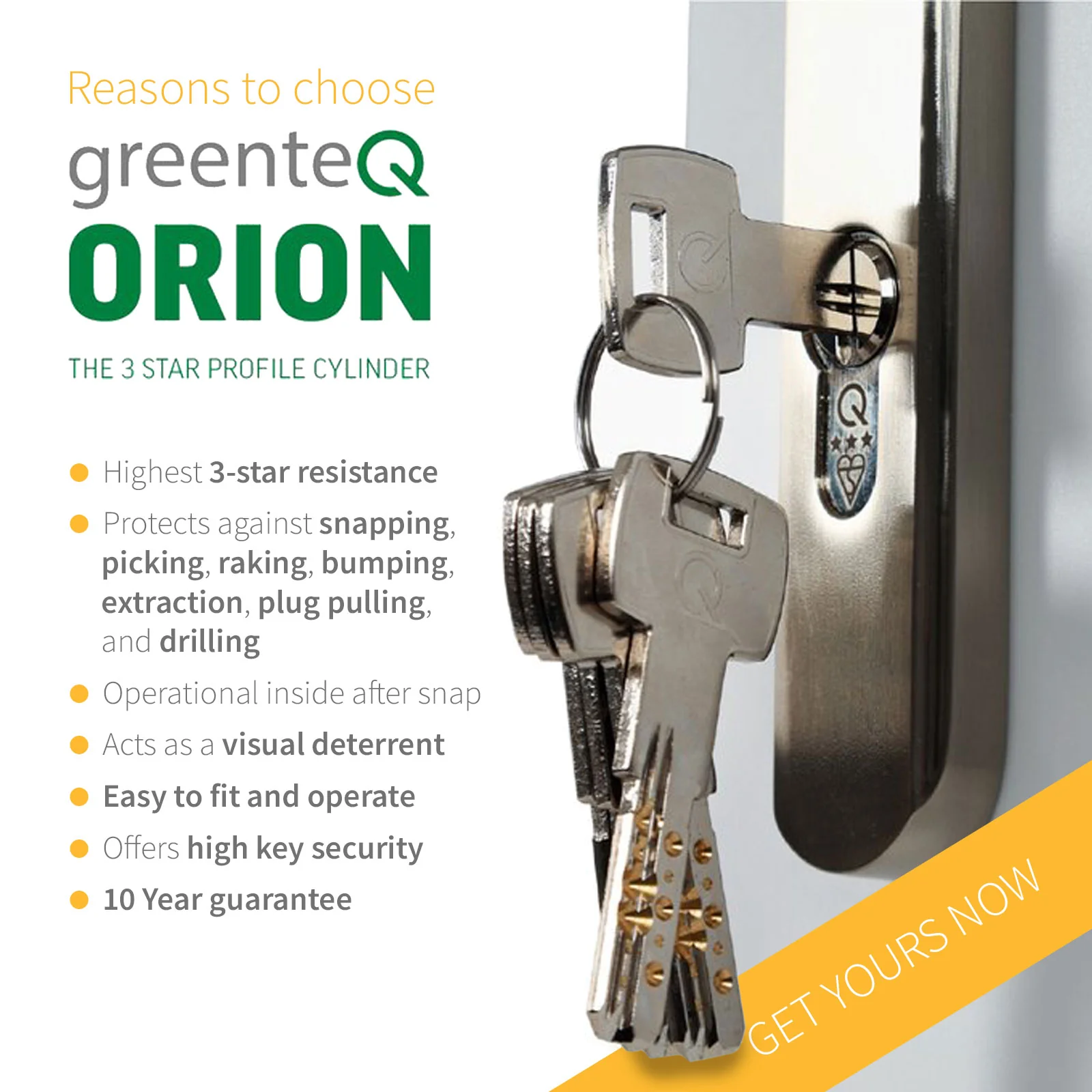 greenteQ Orion 3* Keyed-Alike Euro Cylinder - Image 3
