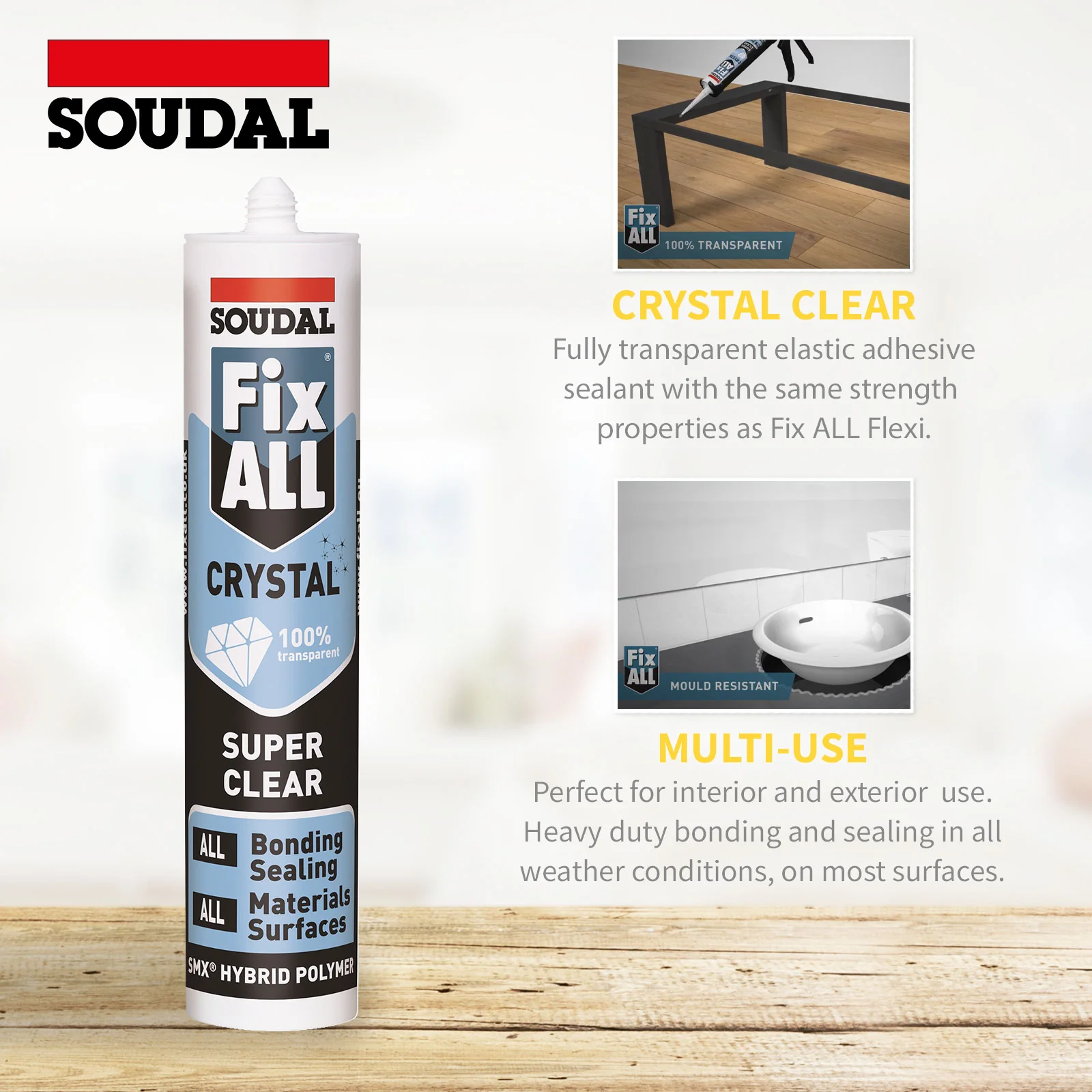 Soudal Fix ALL Crystal Adhesive & Sealant - Image 3